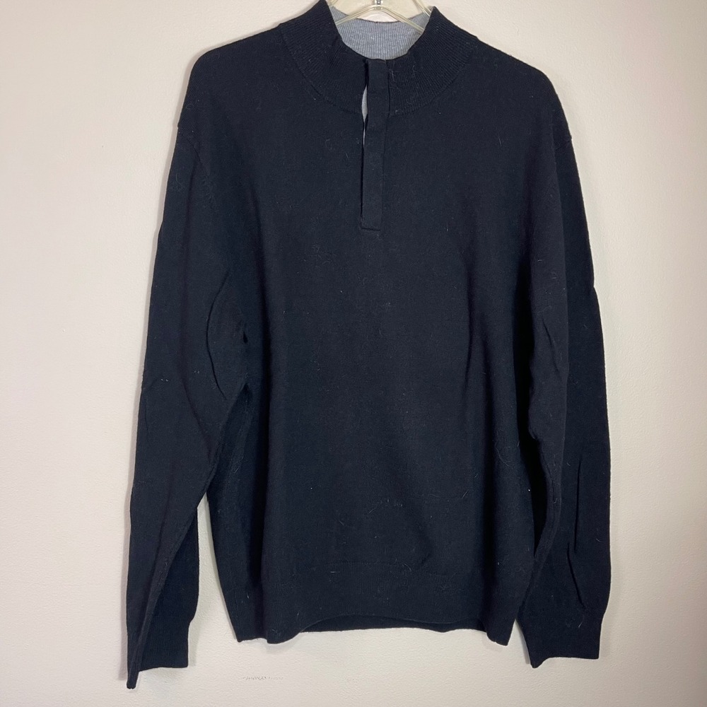 Jos A Bank Executive Collection Men's Black Mock Neck Lambs Wool Blend Sweater L